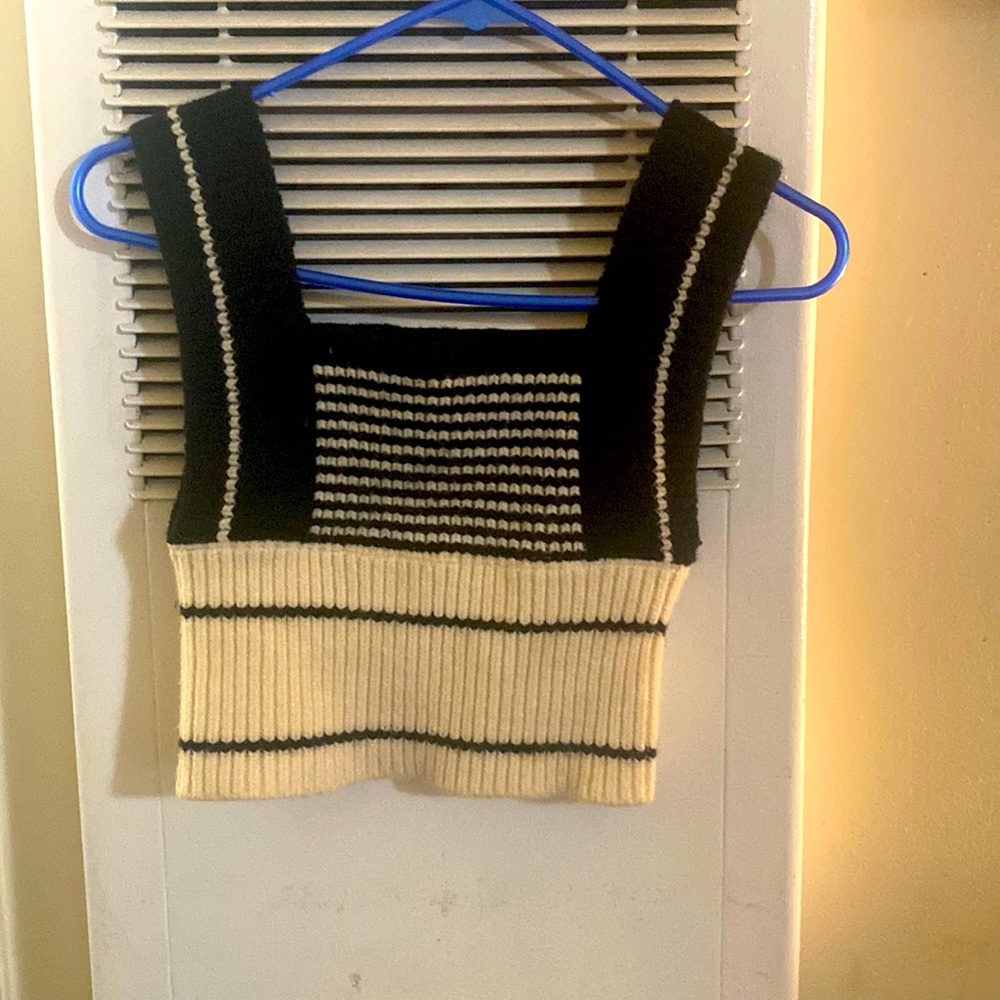 Extra small to small  black top and little dark beige, material cotton